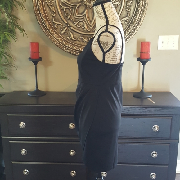 Women Little Black Wrap Party Dress Size Small - Picture 2 of 6